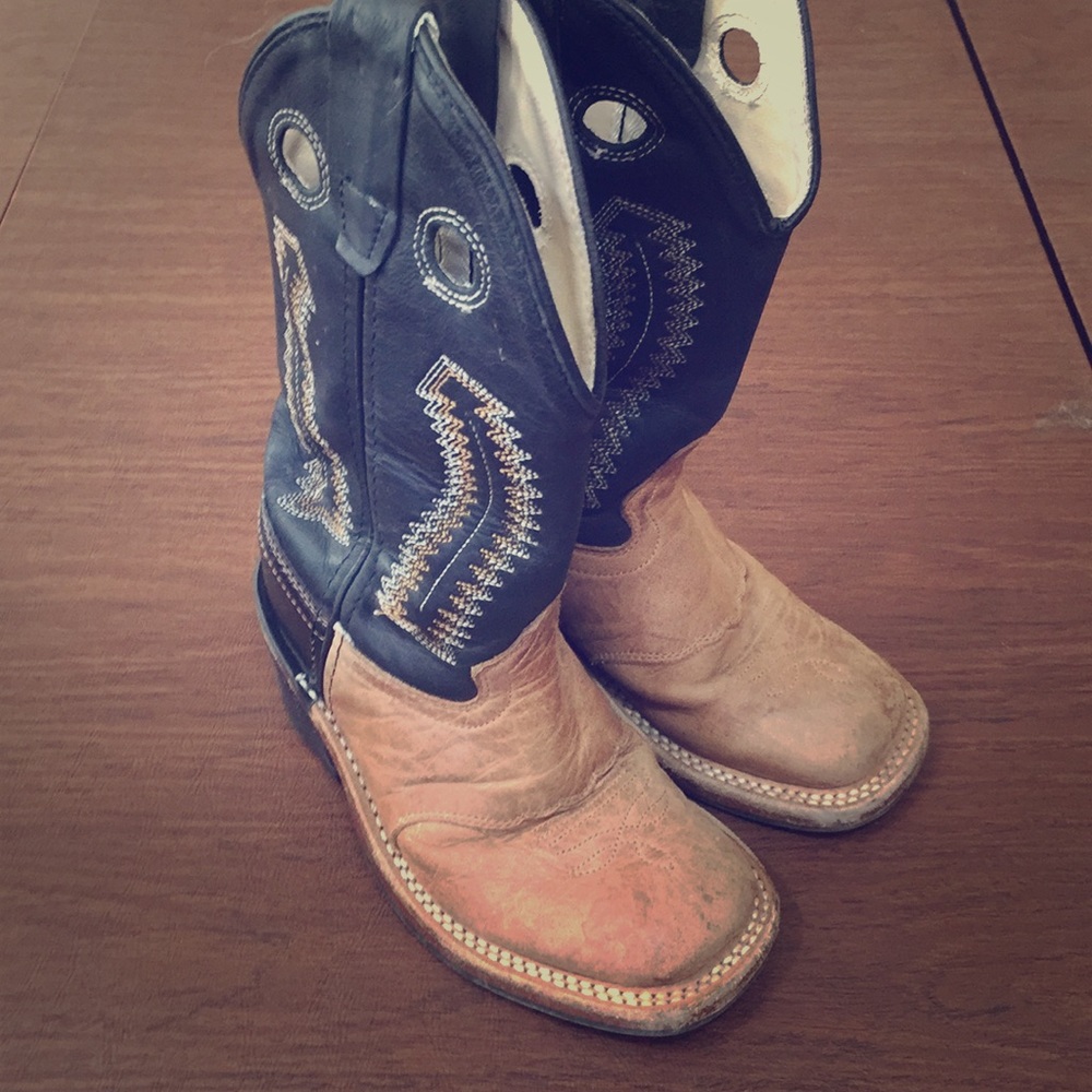 Boys OLD WEST Cowboy Boots Size 8 Leather Upper
